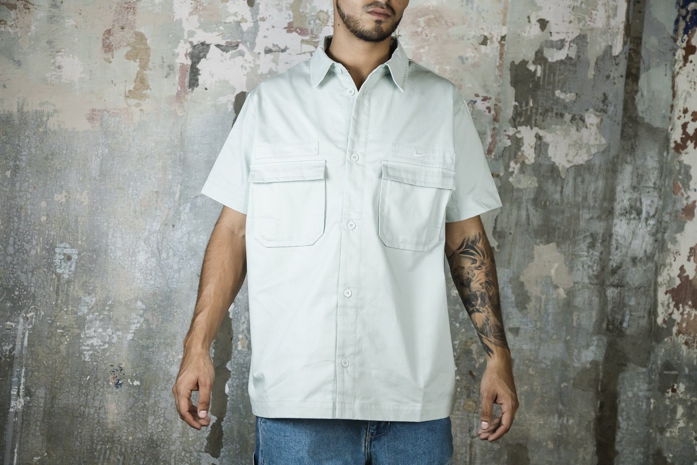 Nike Life Woven Military SS Button-Down Shirt (6937645449282)