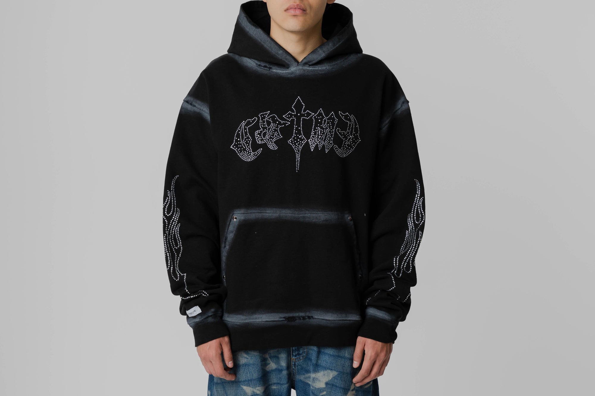 Crime Life Luxury Gothic Cross Hoodie Black'