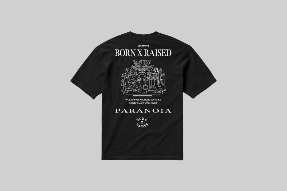 Born x Raised Paranoia Crest Tee - B0001PARCR-BLK - Lust México