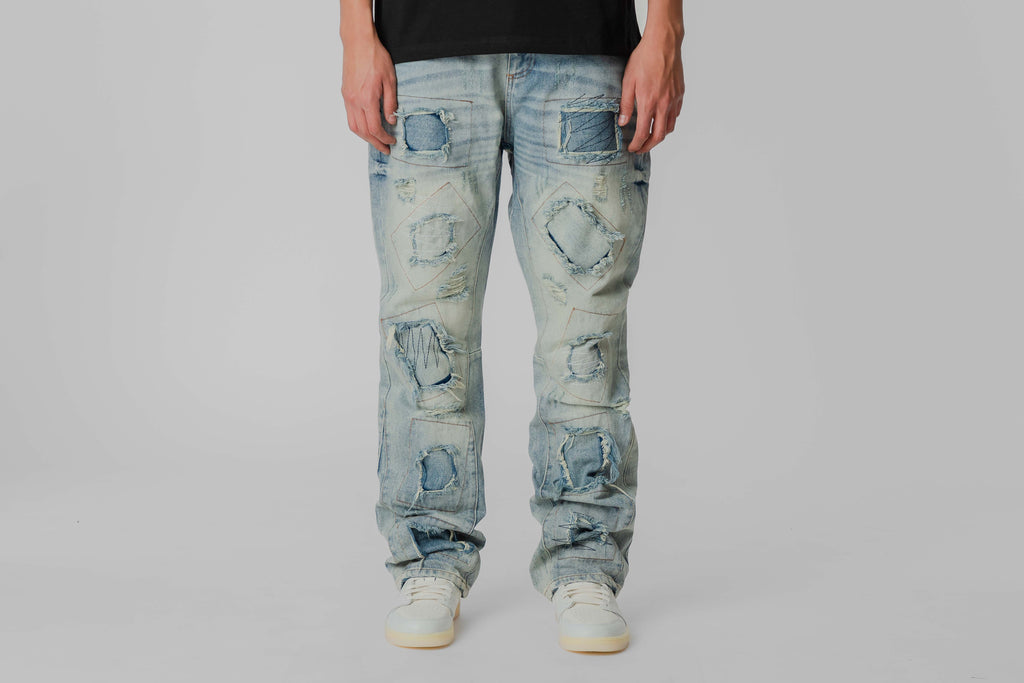 Crime Life Patchwork Denim jeans - CRIMELIFE-JNS-PTCH-DNM - Lust México