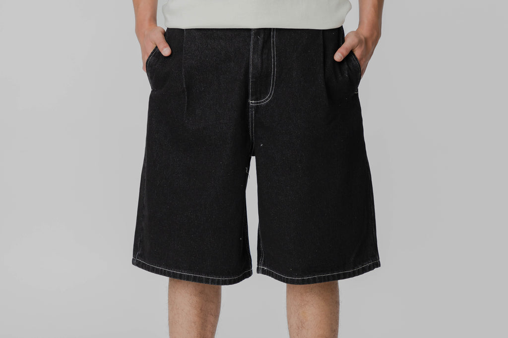 Grimey Concreat Jungle Pleated Denim Shorts - GBDS204-WBLK - Lust México