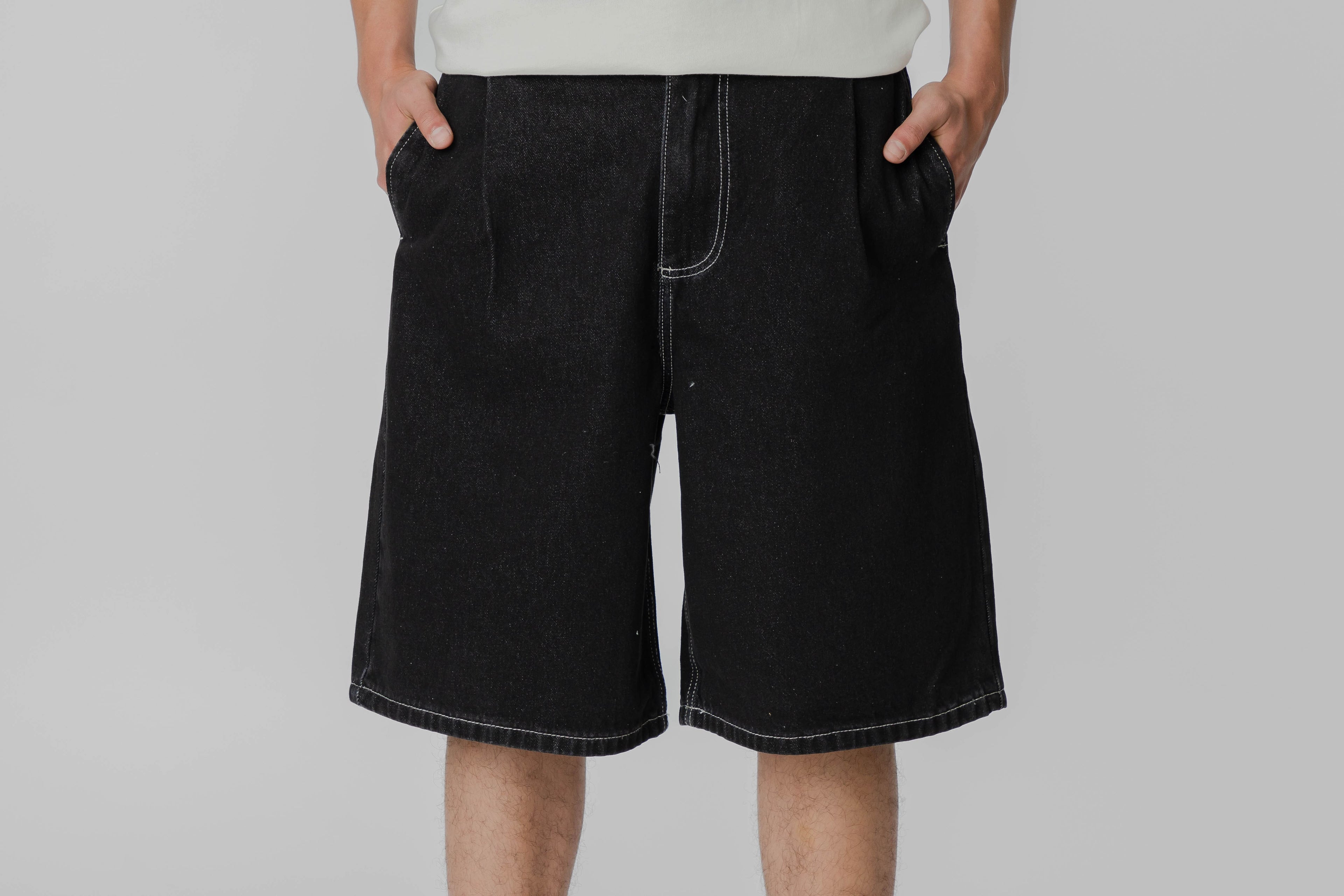 Grimey Concreat Jungle Pleated Denim Shorts - GBDS204-WBLK - Lust México