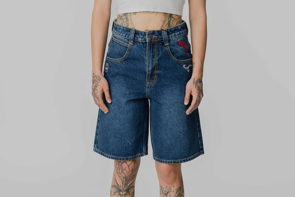 Grimey Droppin Science Baggy Denim Short - GBDS205-DIBL - Lust México