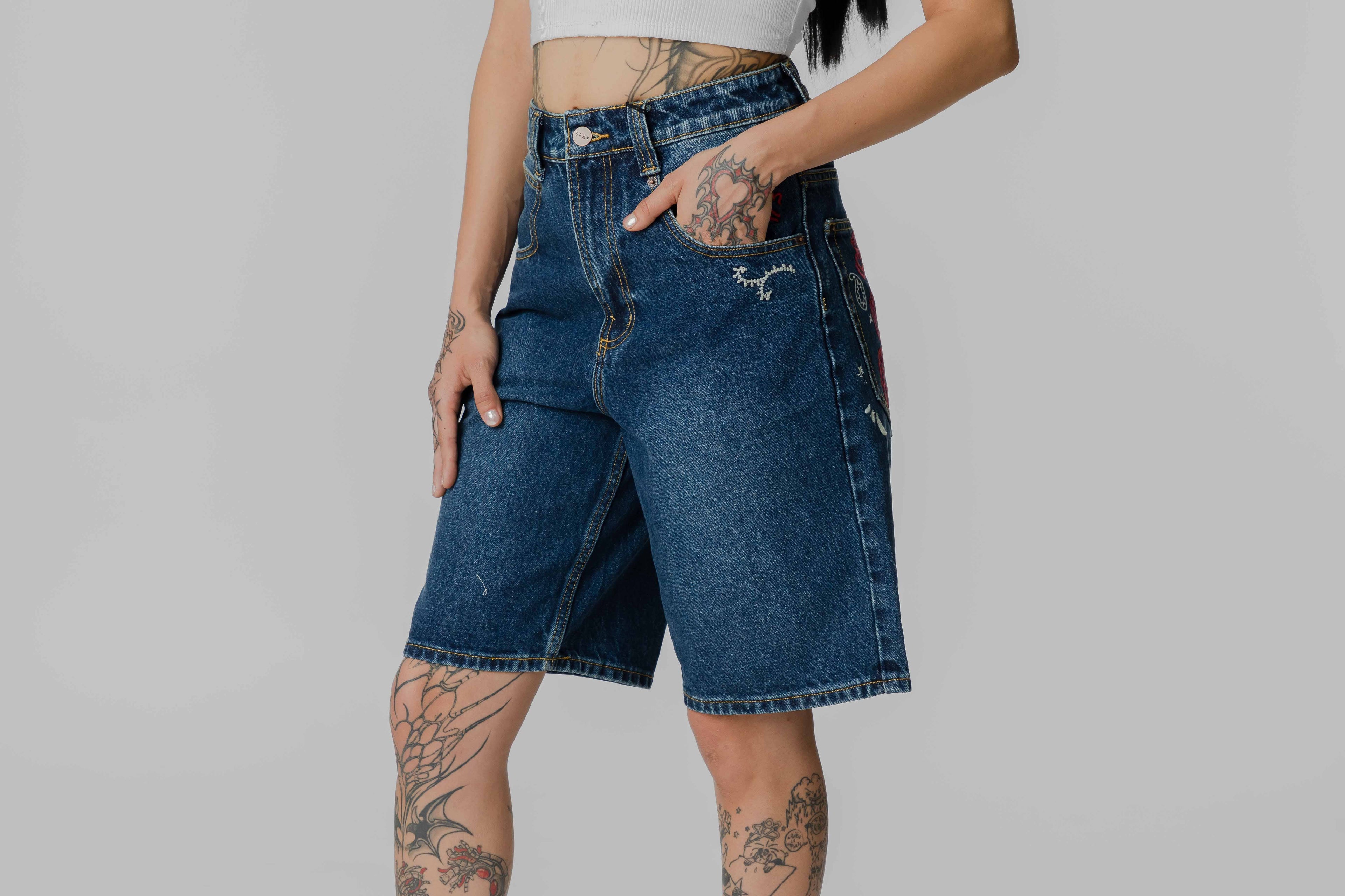 Grimey Droppin Science Baggy Denim Short - GBDS205-DIBL - Lust México