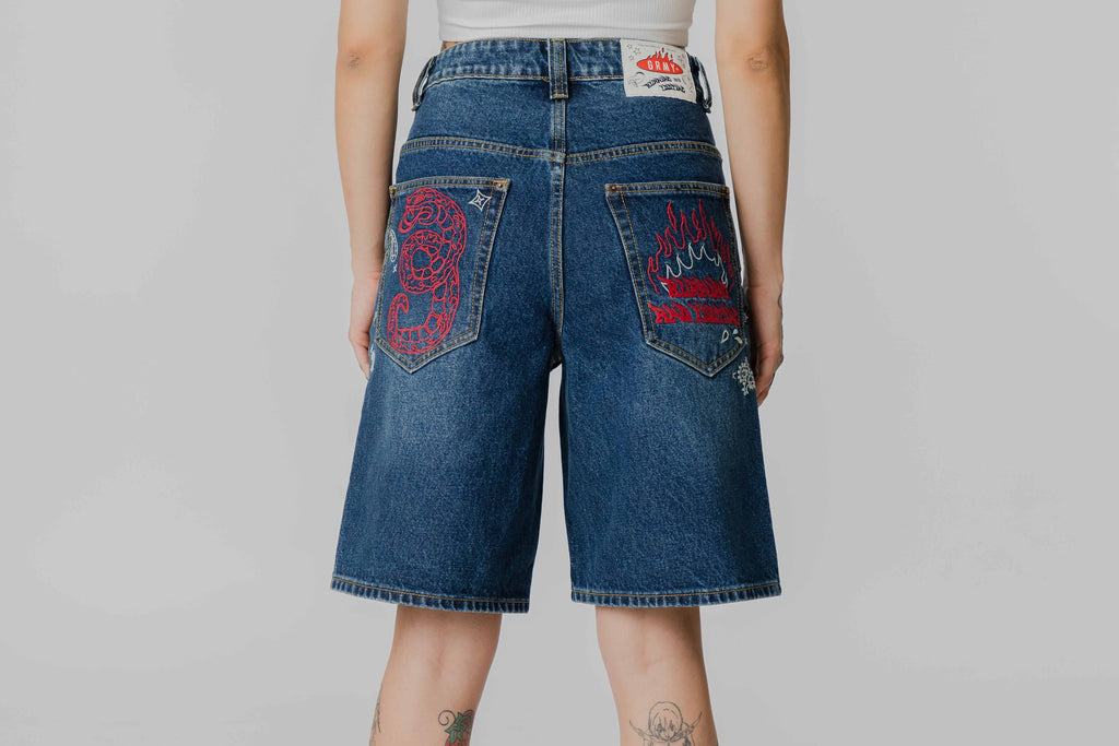 Grimey Droppin Science Baggy Denim Short - GBDS205-DIBL - Lust México