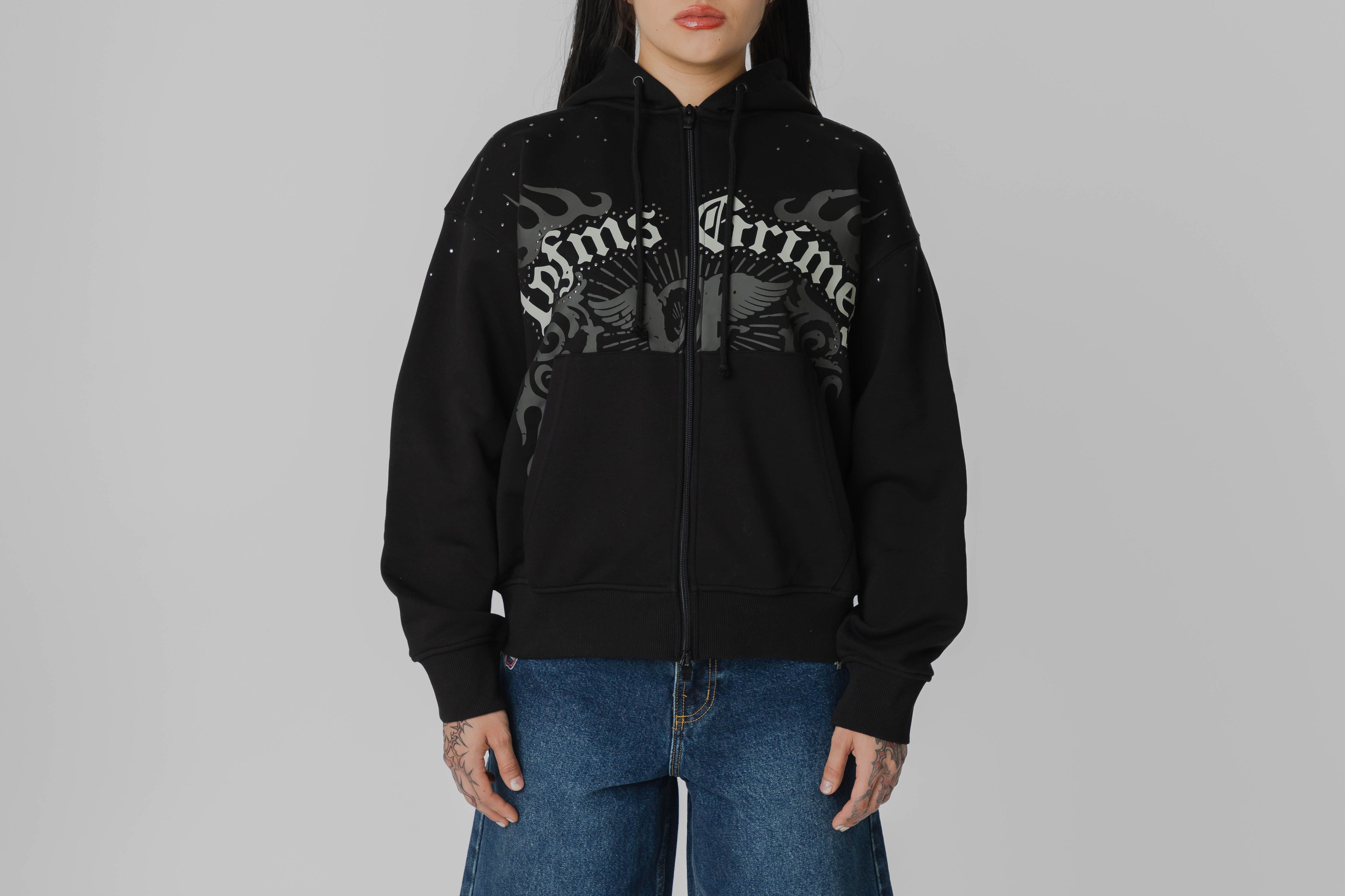 Grimey Chief Watcher Zipper Hoodie - GCH655-BLK - Lust México