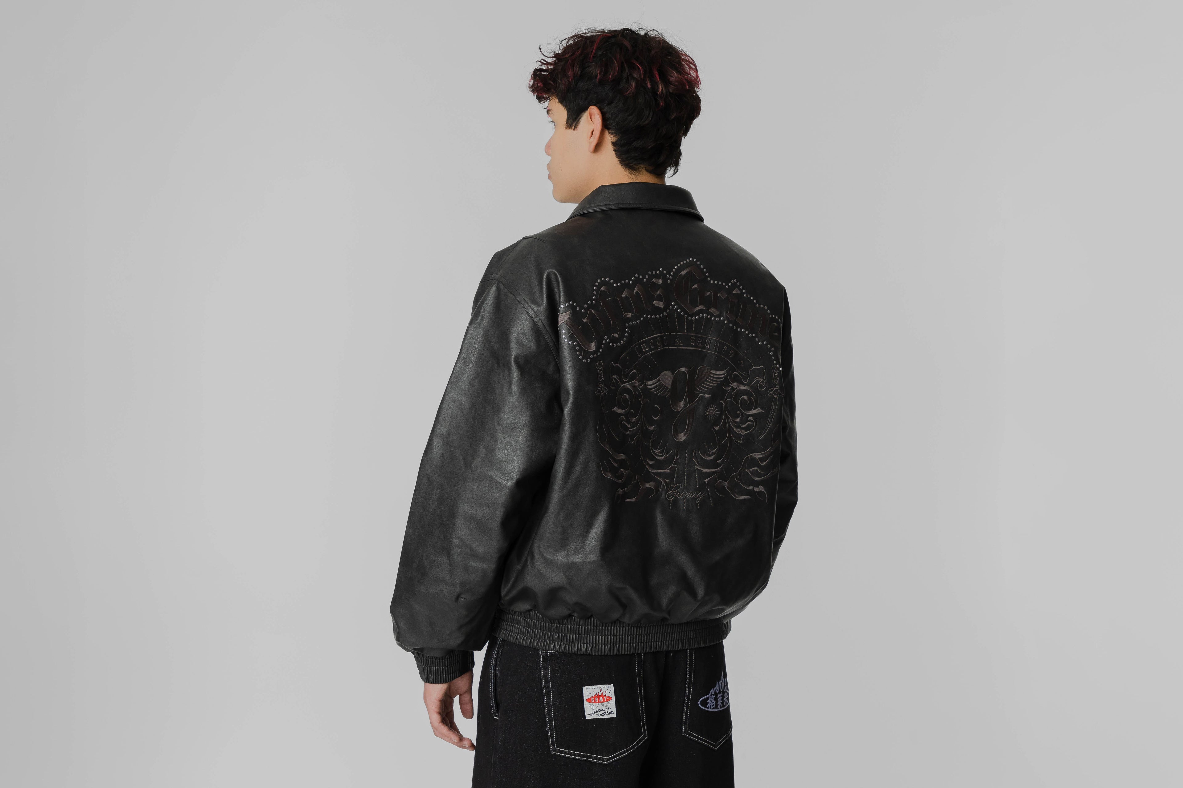 Grimey Chief Watcher Pu Leather Bomber Jacket - GPLBJ201-BLK - Lust México