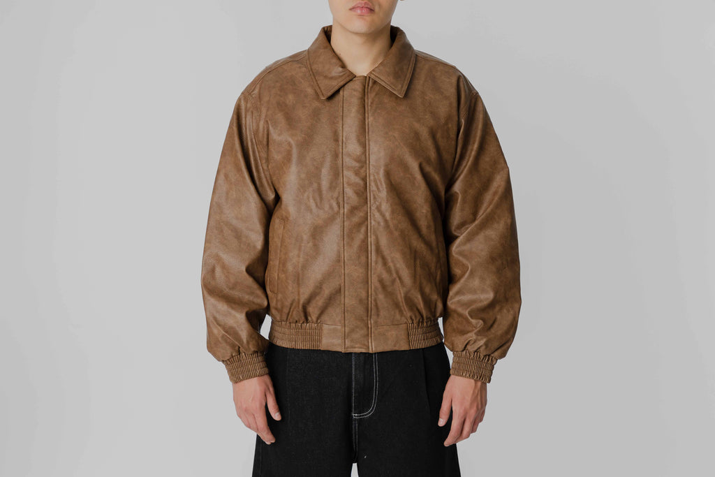 Grimey Chief Watcher Pu Leather Bomber Jacket - GPLBJ201-BRW - Lust México