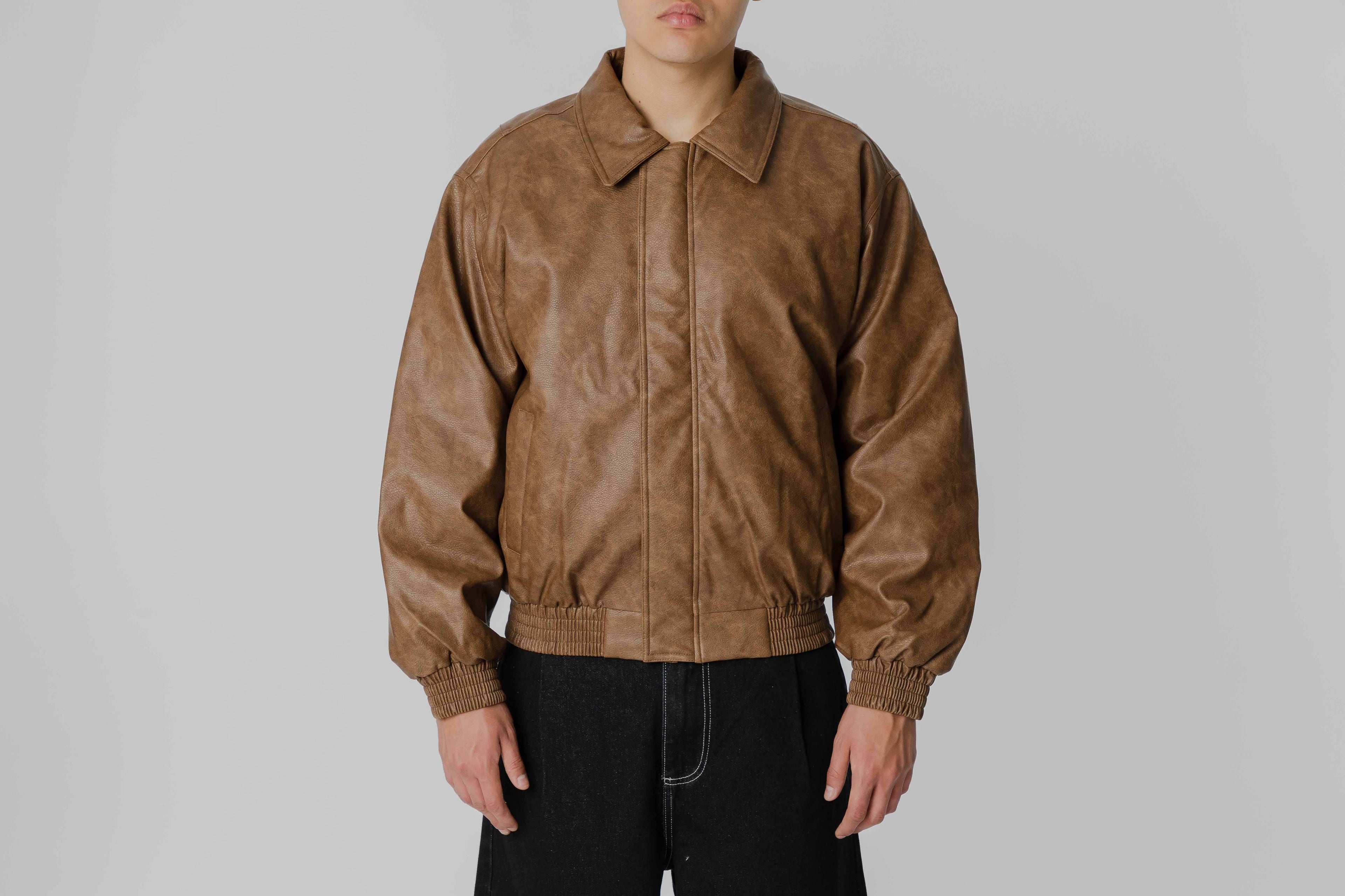 Grimey Chief Watcher Pu Leather Bomber Jacket - GPLBJ201-BRW - Lust México