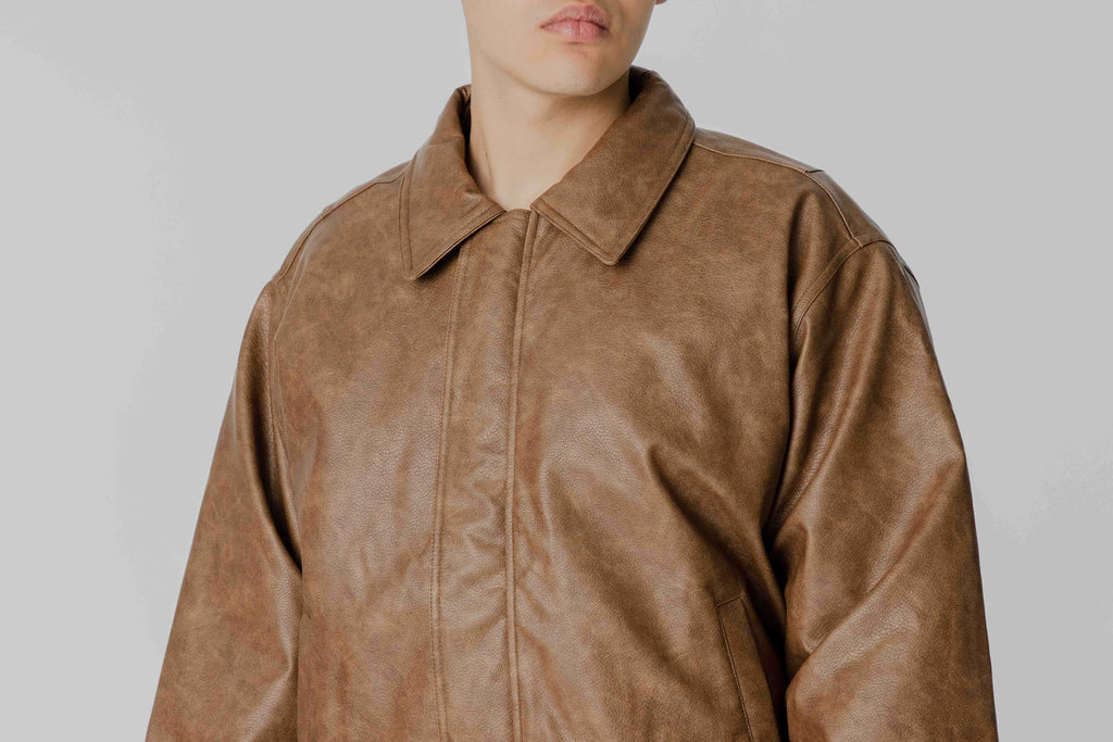 Grimey Chief Watcher Pu Leather Bomber Jacket - GPLBJ201-BRW - Lust México
