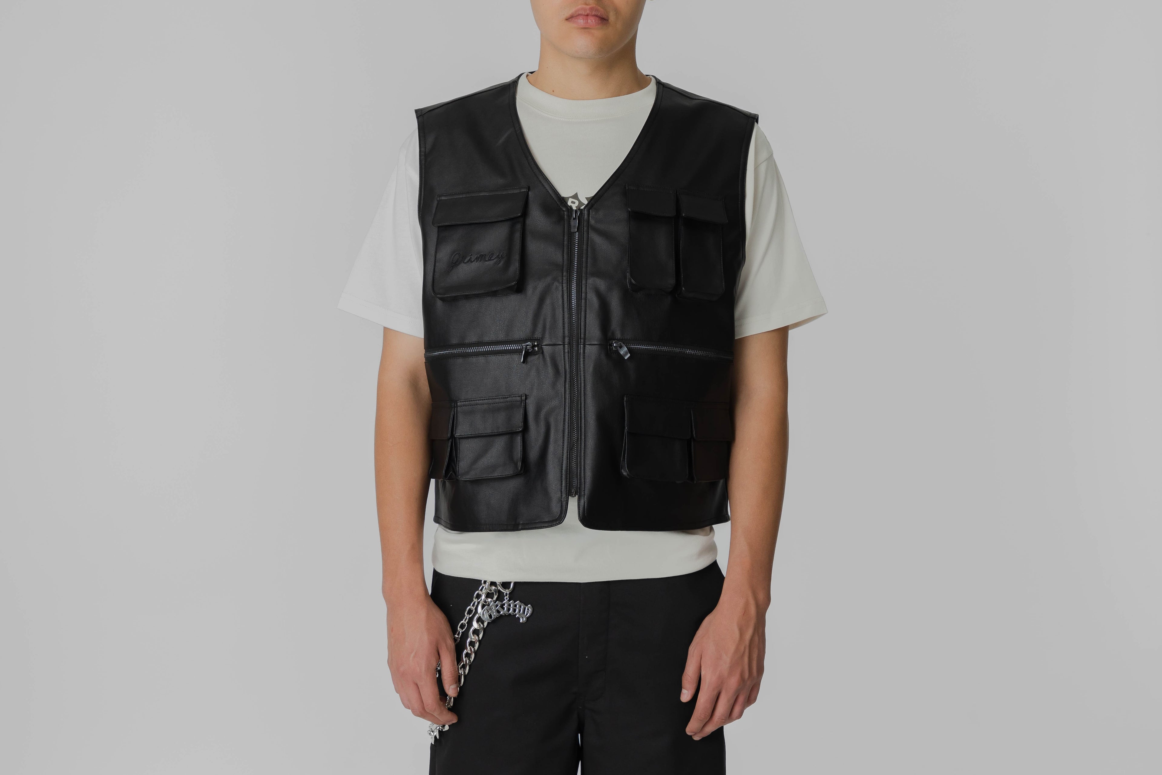 Grimey Concreat Jungle PU Leather Vest - GVEST105-BLK - Lust México