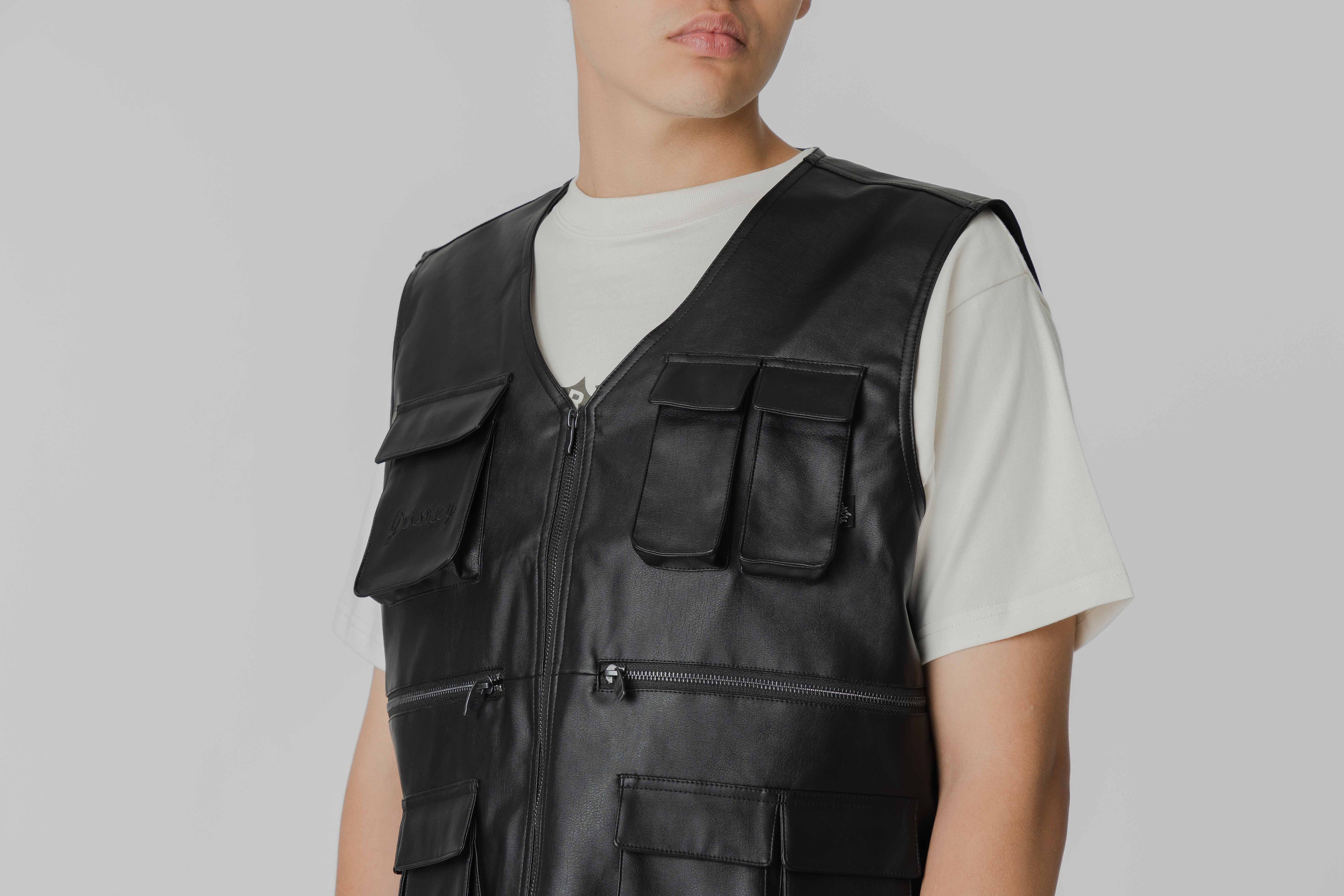 Grimey Concreat Jungle PU Leather Vest - GVEST105-BLK - Lust México