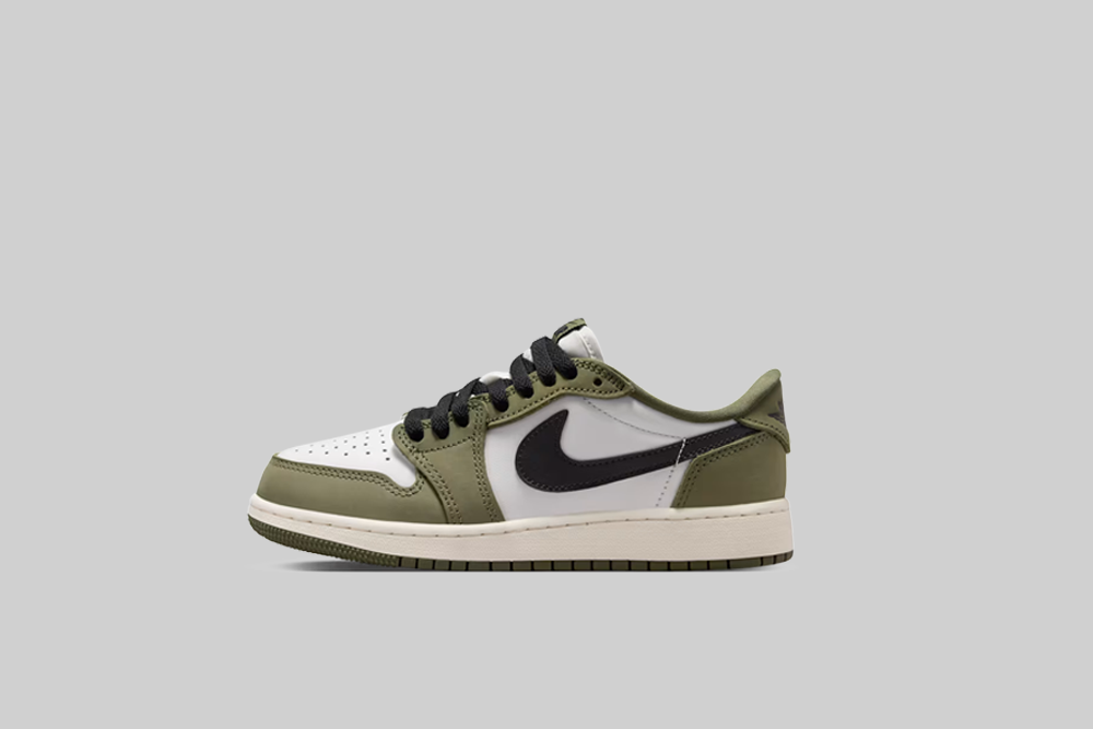 Air Jordan 1 Low OG 'Medium Olive and Summit White' (GS) - HQ6999-200
