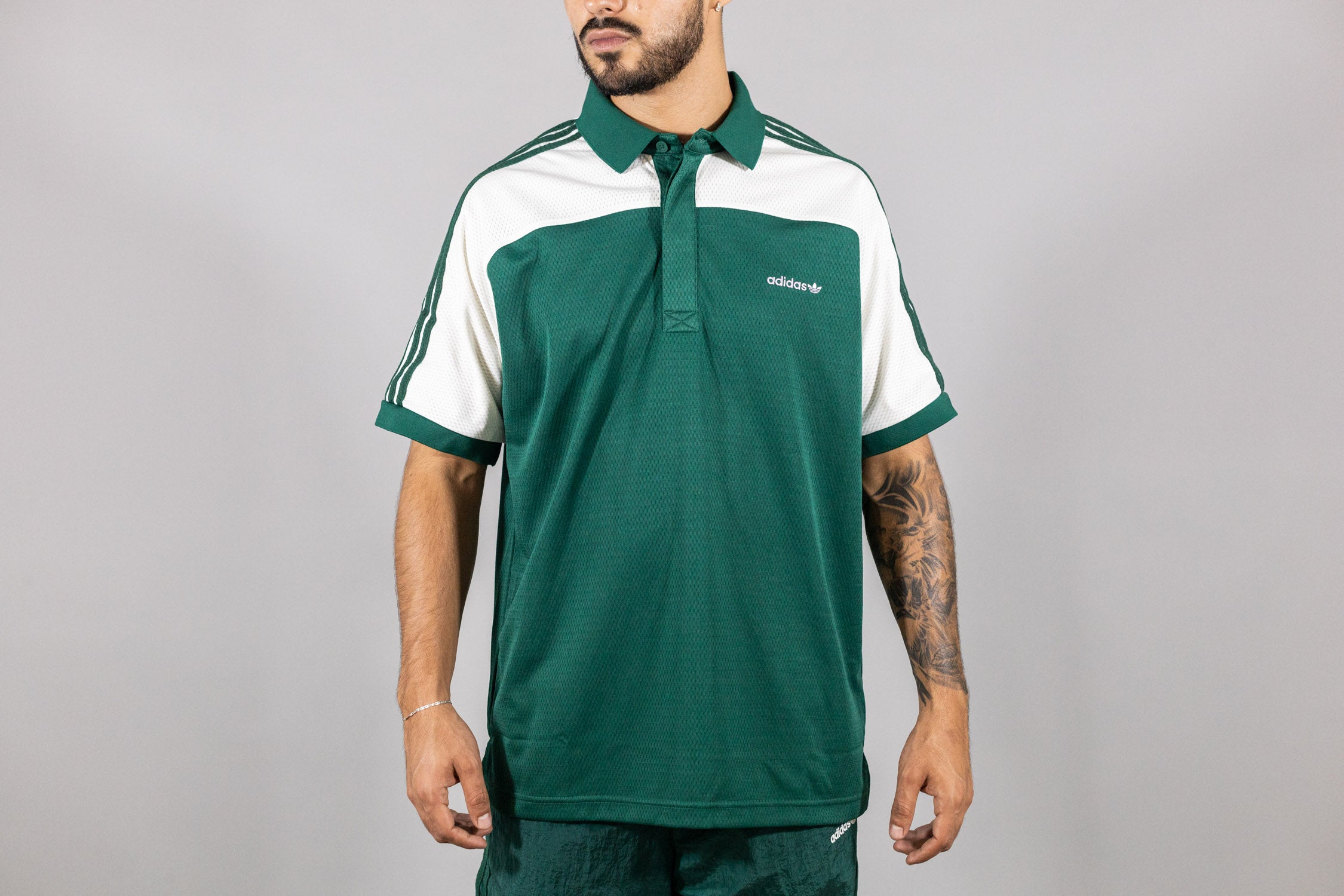 adidas 80s Premium 3-Stripes Archive Mock Mesh Polo Shirt