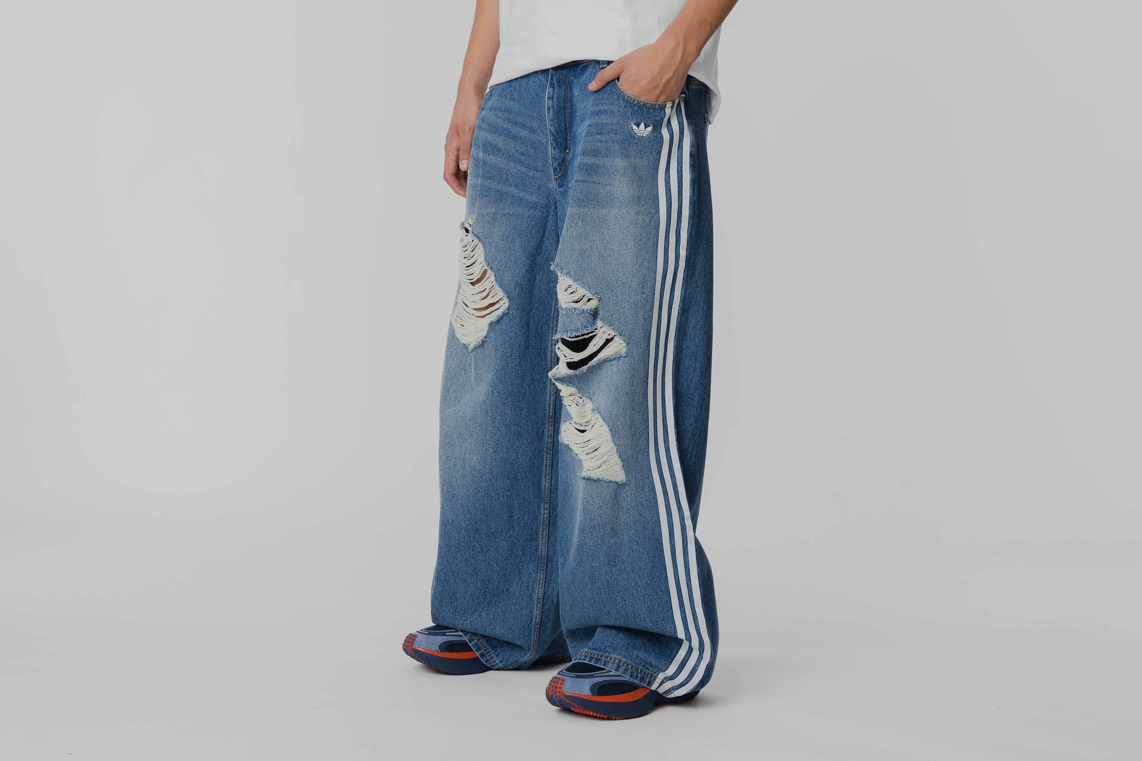 Women's adidas Originals Loose Denim Distressed Pants - KE3300 APP - BOTTOM - UNISEX - ADULT - INLINE - FA - 25 en Lust México