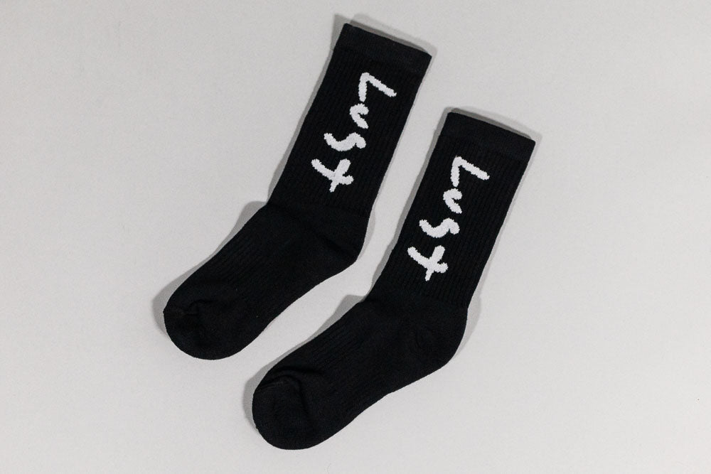 Lust Logo Socks 'Handwriteen' Black & White - [sku] - Lust México