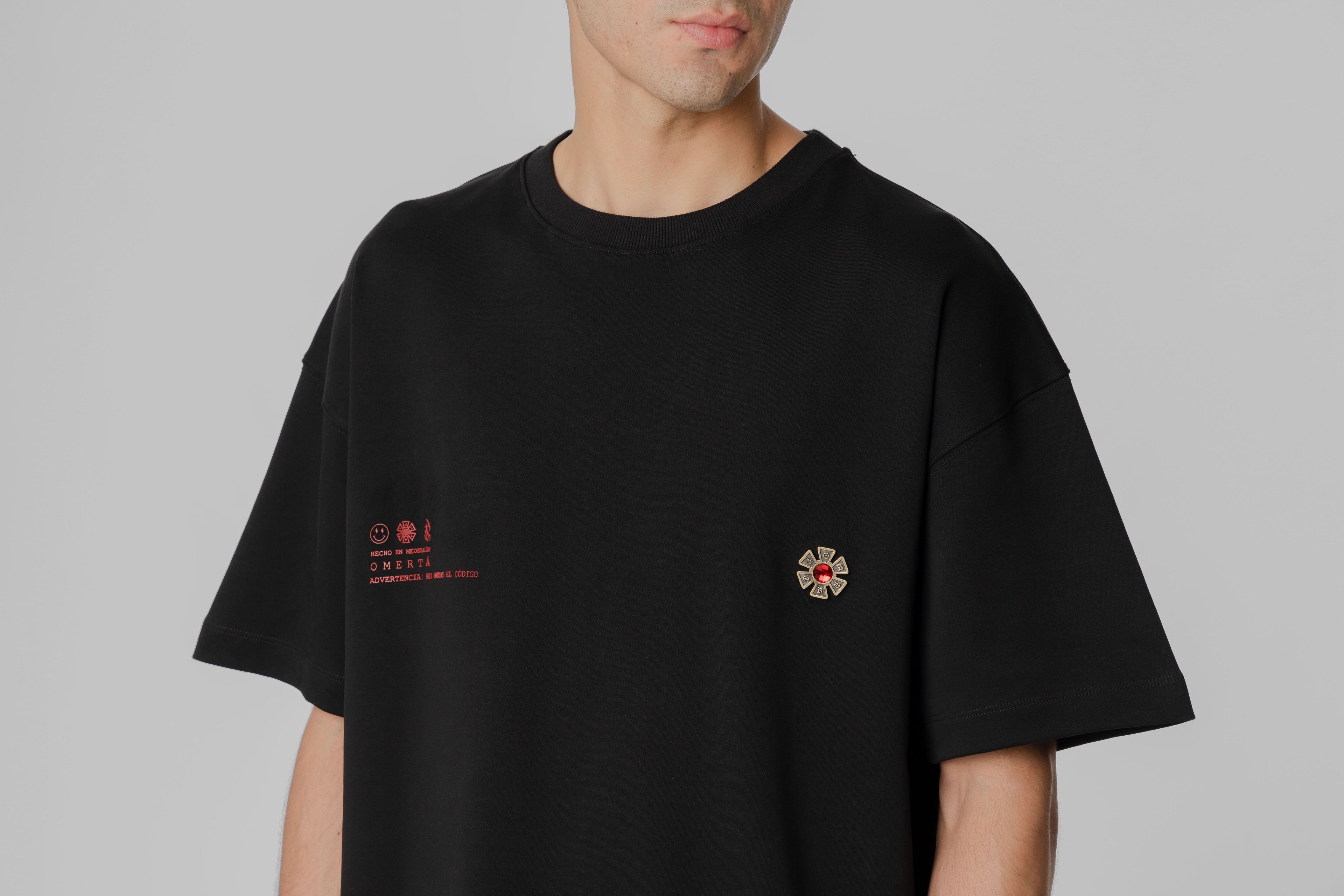 J Balvin Omerta Pin T-Shirt - OMT01-BLK - Lust México