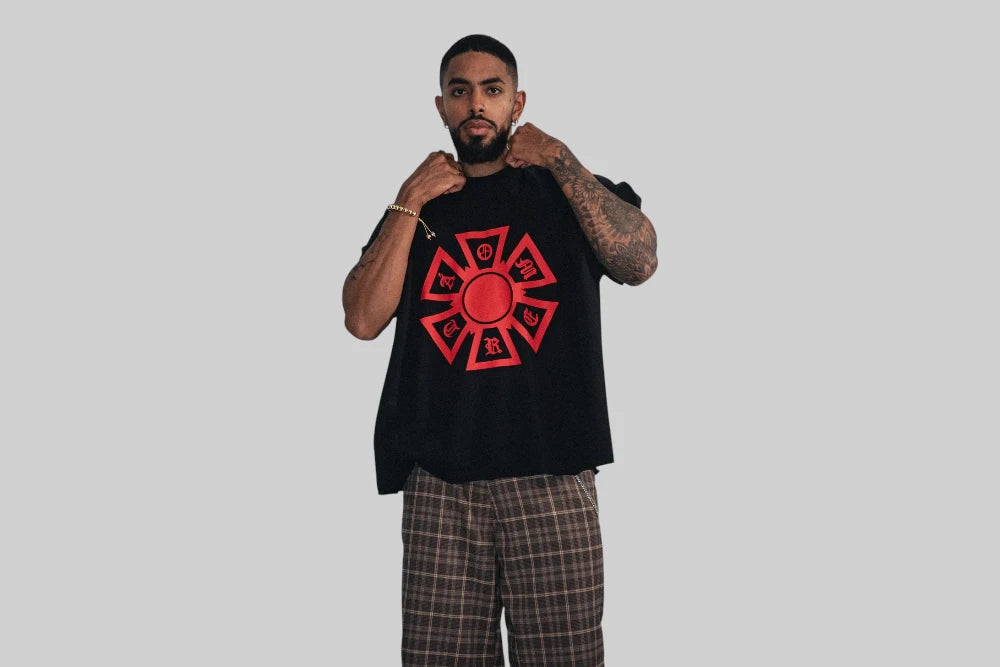 J Balvin Omerta SL Boxy Tee - OMT03-BLK - Lust México