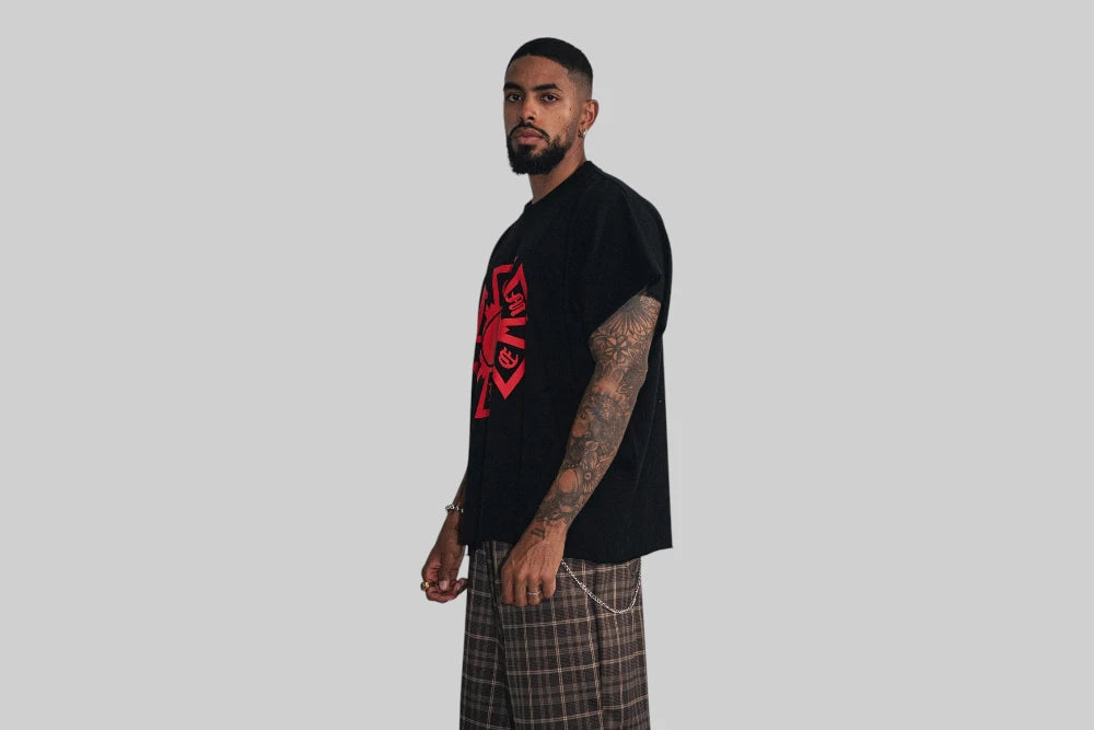 J Balvin Omerta SL Boxy Tee - OMT03-BLK - Lust México