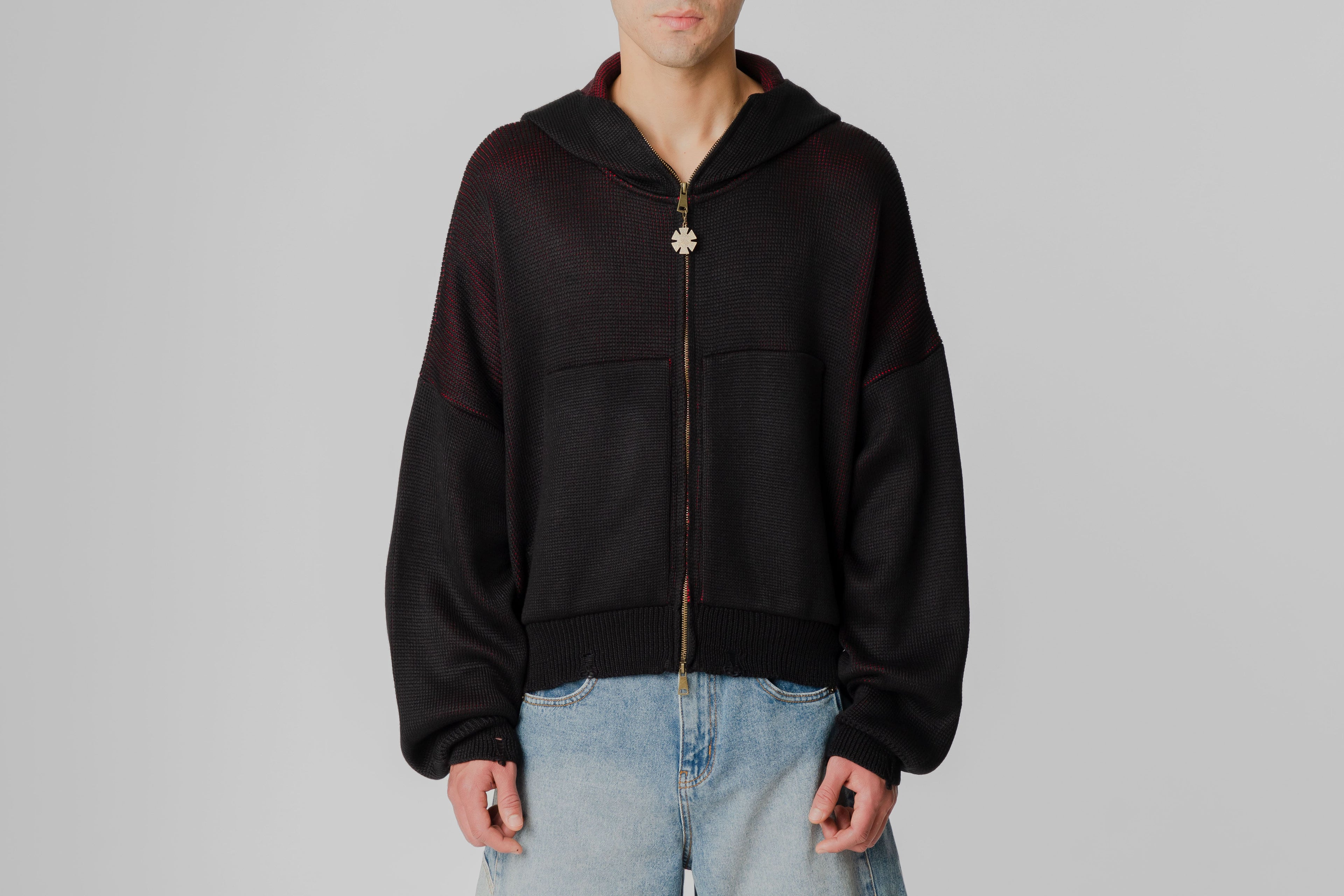 J Balvin Omerta Knitted Zip Hoodie - OMT07-BLK - Lust México