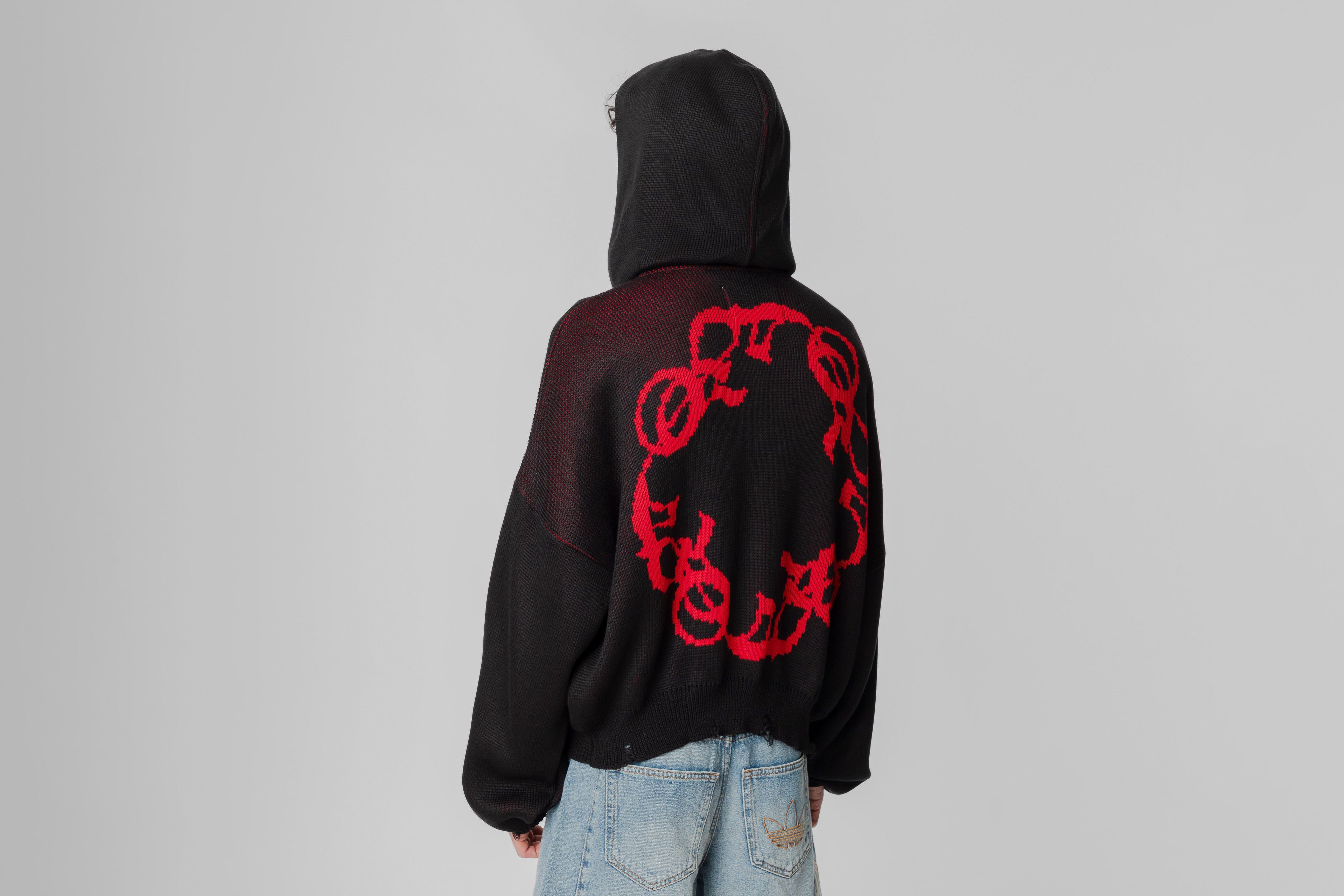 J Balvin Omerta Knitted Zip Hoodie - OMT07-BLK - Lust México