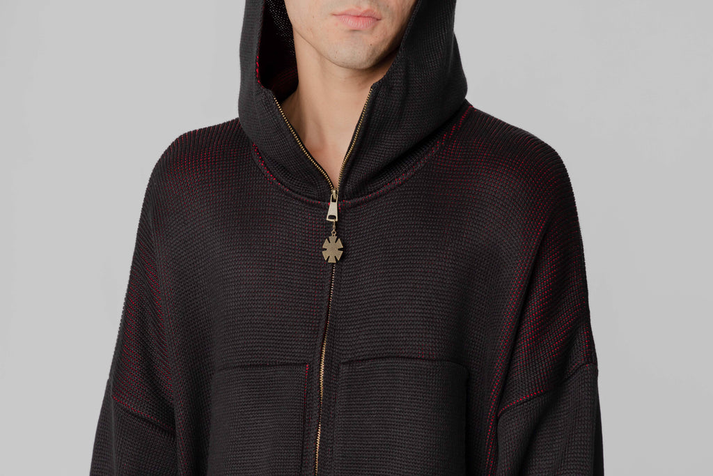J Balvin Omerta Knitted Zip Hoodie - OMT07-BLK - Lust México