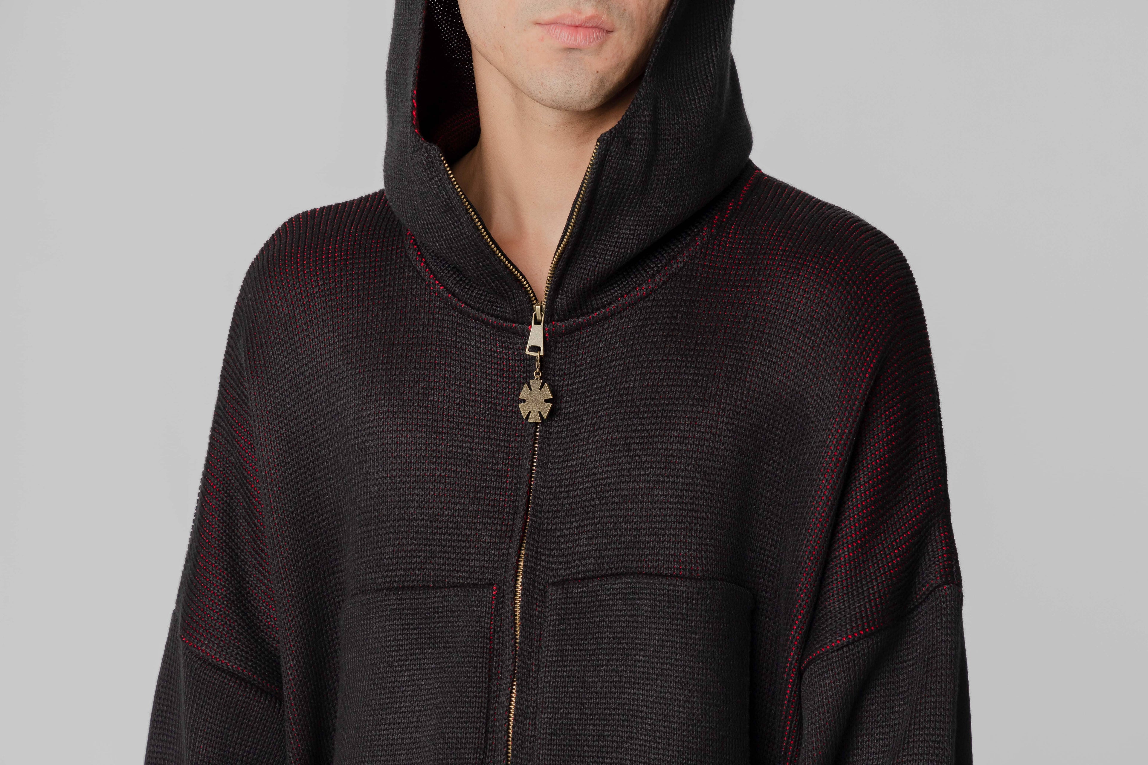J Balvin Omerta Knitted Zip Hoodie - OMT07-BLK - Lust México