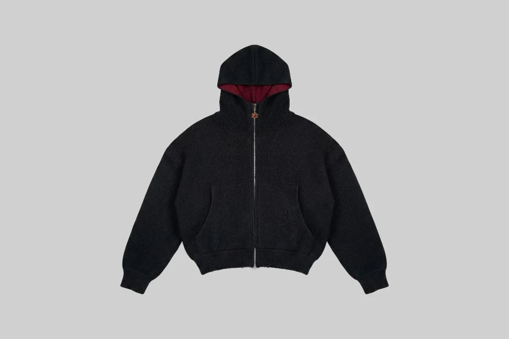 J Balvin Omerta Knitted Zip Hoodie - OMT07-BLK - Lust México
