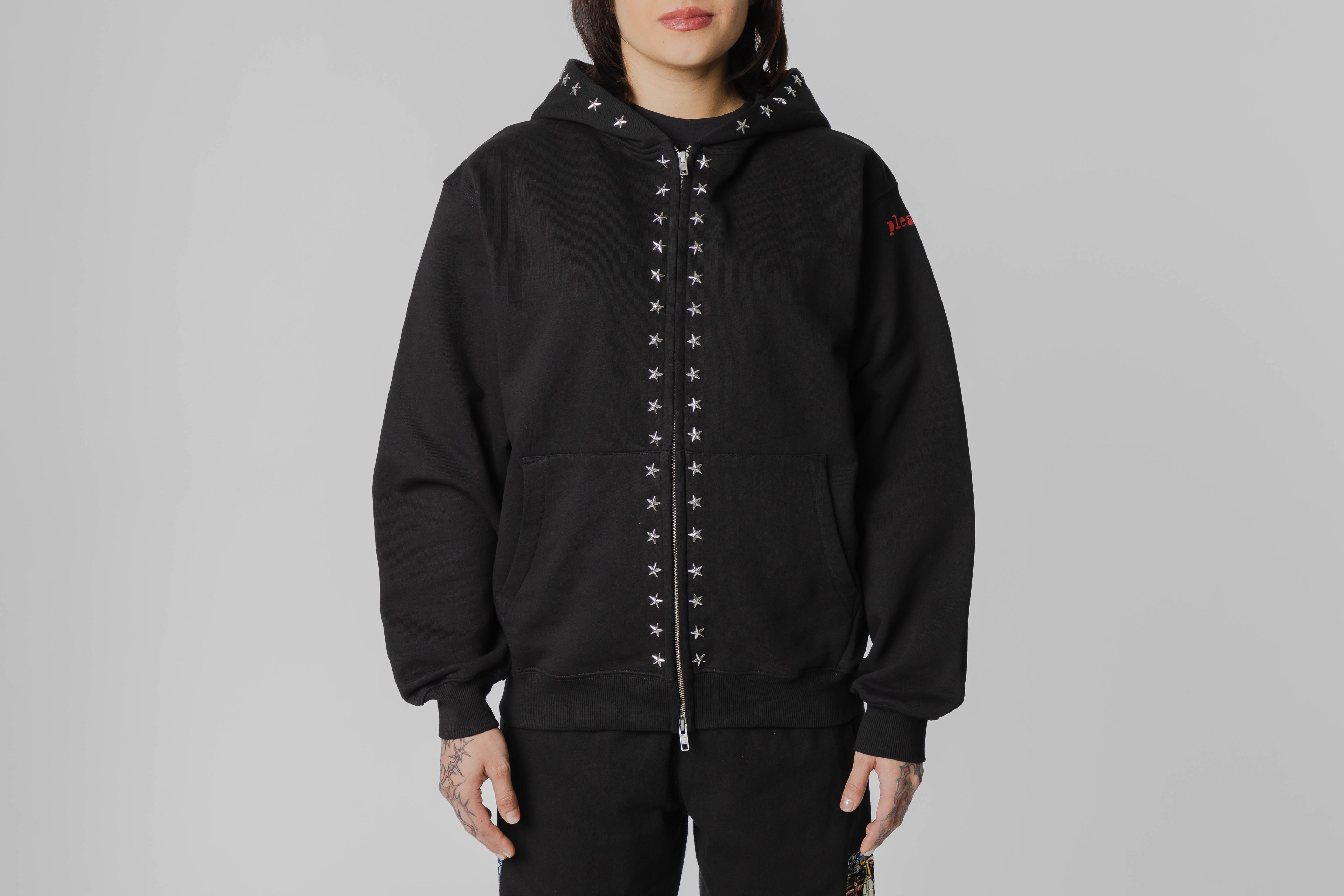 Pleasures Dane Studded Hoodie - P26SPZ002-BLACK - Lust México