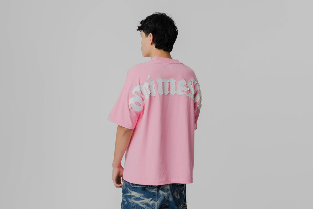 Crime Life Angel Gothic Destroyed Tee 'Pink'