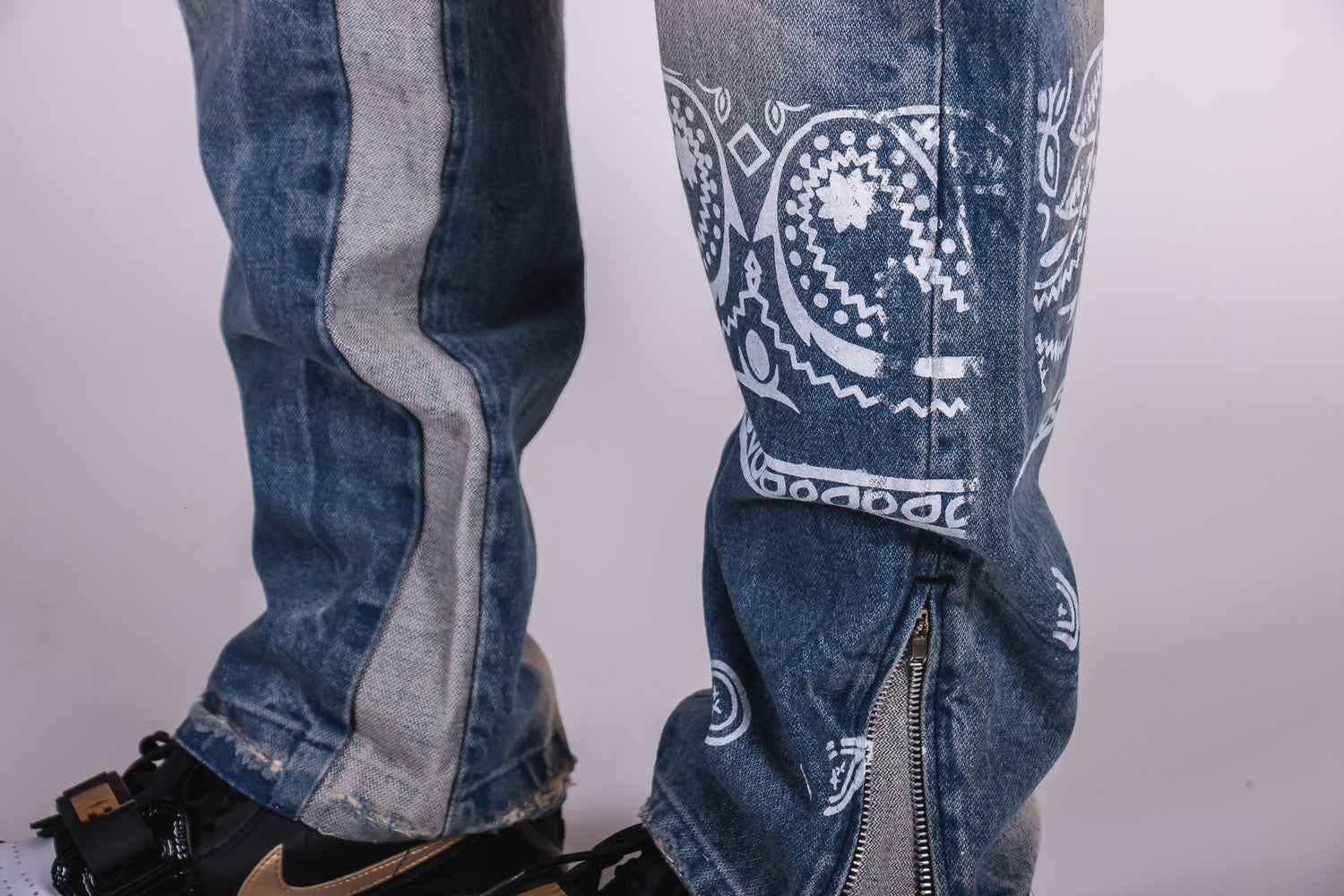 CRIME LIFE Bandana Destroyed Denim Jeans (6874320961602)