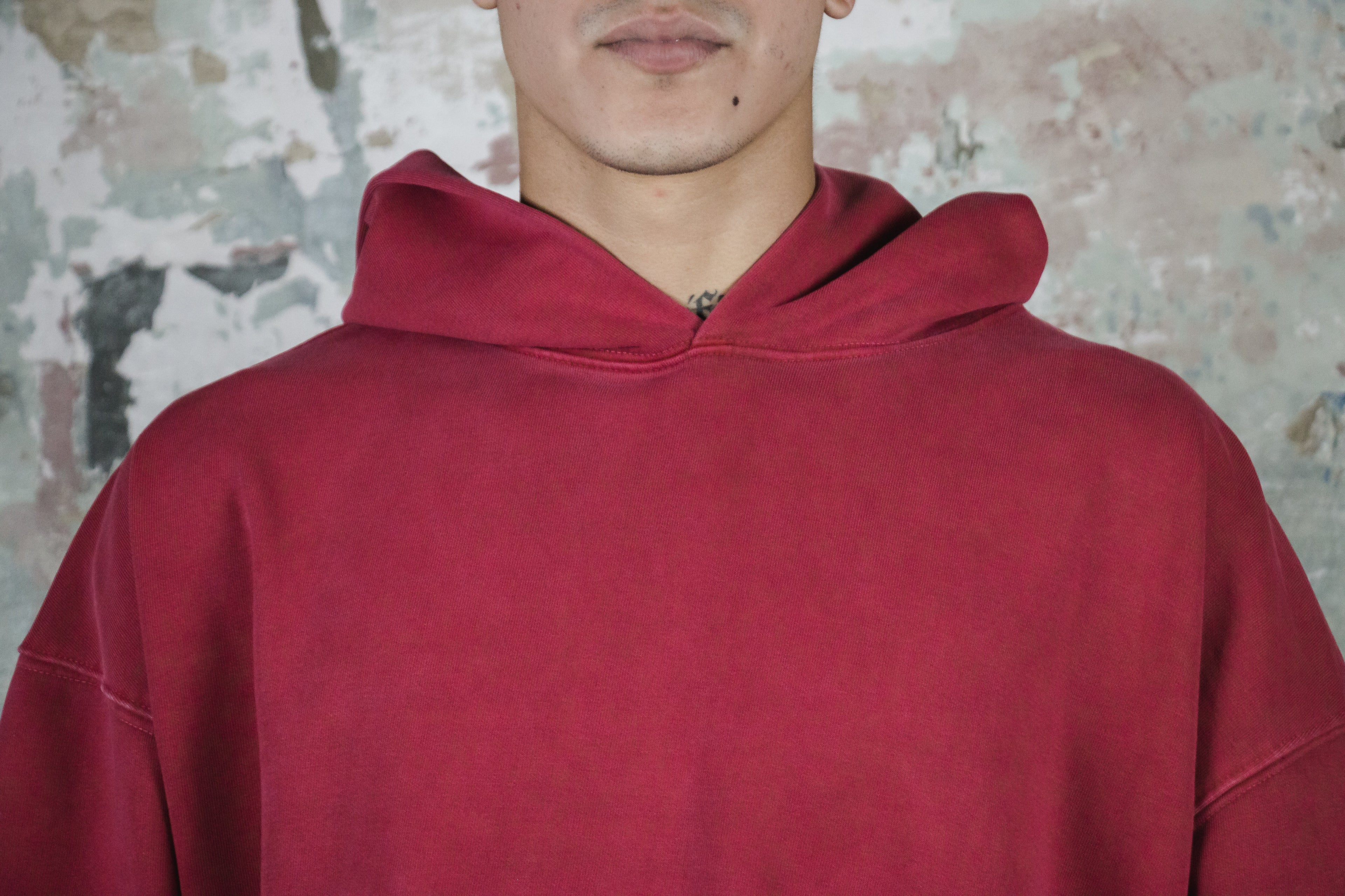 LUST BRAND NO LOGO OVERSIZED HOODIE RED PIGMENT (6868325695554)