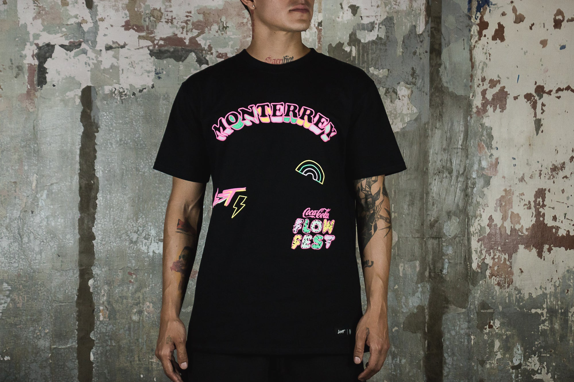 LUST BRAND X FLOW FEST LINE UP MTY TEE BLACK (6817504755778)